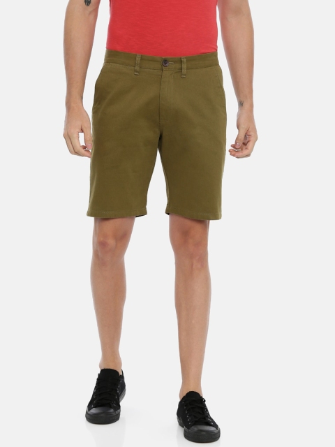 

Breakbounce Men Olive Brown Solid Slim Fit Chino Shorts