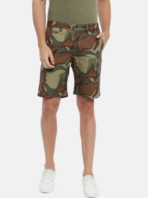 

Breakbounce Men Brown & Khaki Camouflage Printed Slim Fit Chino Shorts