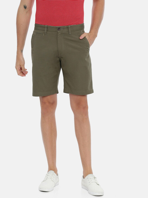 

Breakbounce Men Olive Green Solid Slim Fit Chino Shorts