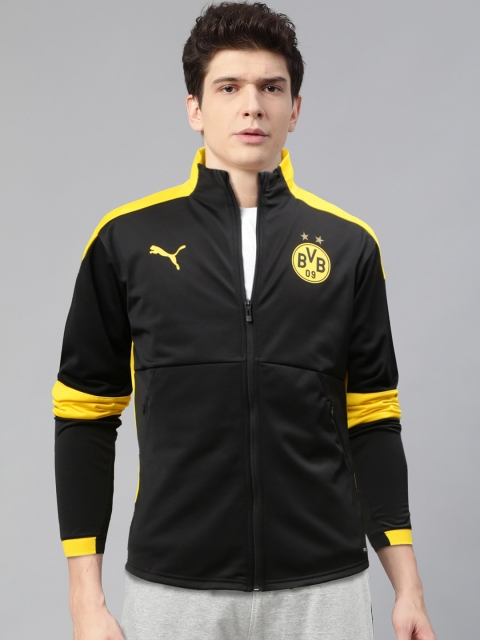 

Puma Men Black & Yellow Colourblocked BVB T7 Football Jacket