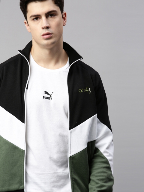 

Puma Men Black Colourblocked Open Front Track Jacket