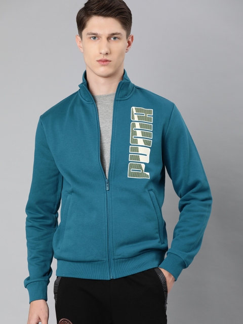 

Puma Men Teal Blue Printed Sporty Knitted 8 Jacket