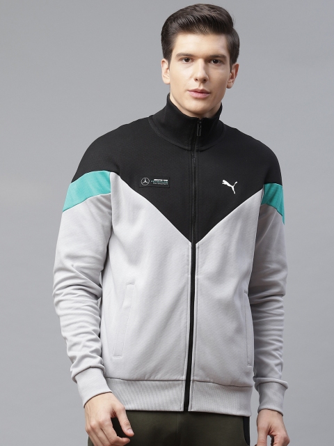 

PUMA Motorsport Men Grey & Black Mercedes MCS Colourblocked Sweat Jacket