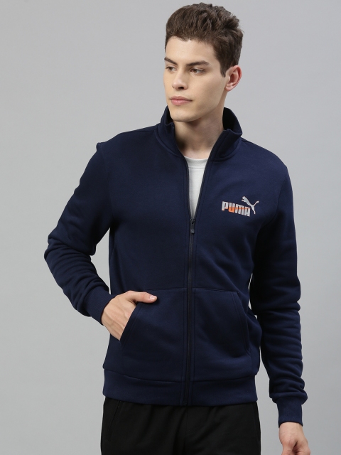 

Puma Men Navy Blue Printed Knitted 3 Sporty Jacket