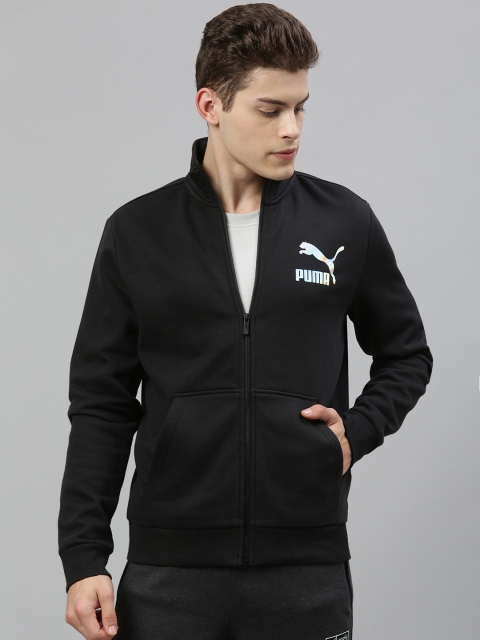 

Puma Men Black Solid Sporty Knitted Jacket 7 with Brand Logo Print