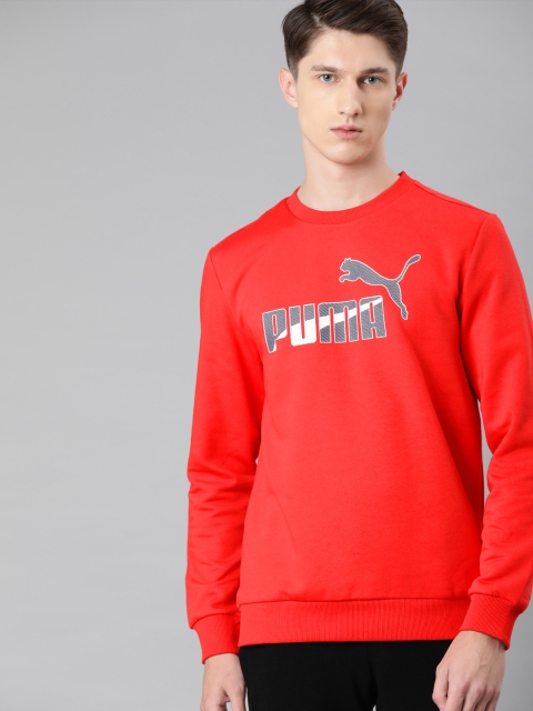 

Puma Men Red Solid Pullover Graphic Crew Sweatshirt With Printed Detailing