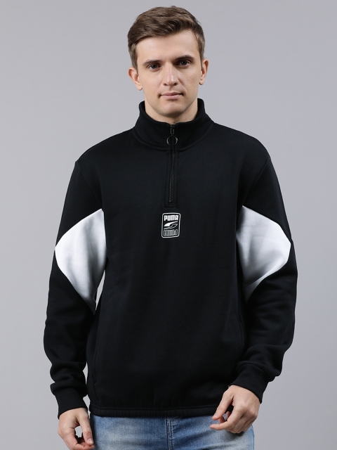 

Puma Men Black Rebel Solid Half-Zipper Pullover Sweatshirt
