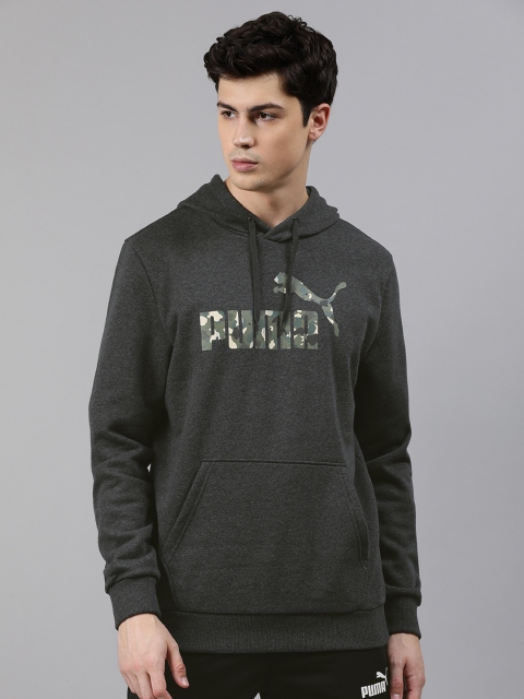 

Puma Men Charcoal Grey Brand Logo Printed Graphic Hooded Pullover Sweatshirt