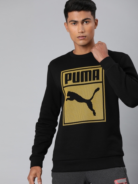 

Puma Men Black & Khaki Printed Graphic Crew Sweatshirt