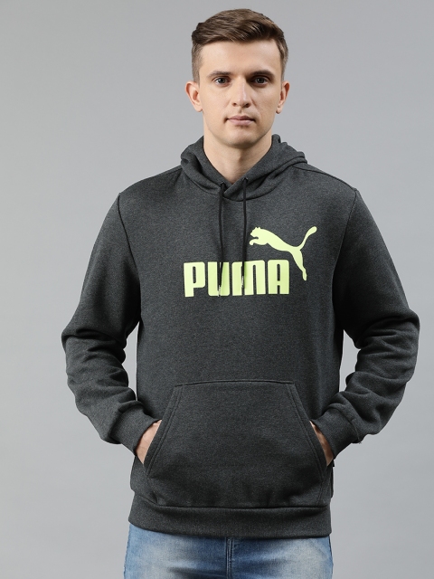 

Puma Men Charcoal Black Printed Hooded Sweatshirt