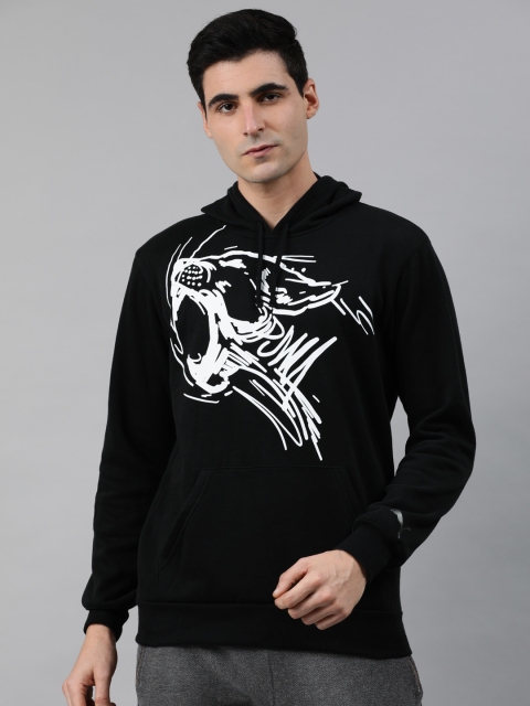 

Puma Men Black Printed Hooded Performance Graphic Running Hoodie Sweatshirt