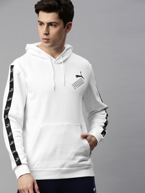 

Puma Men White Printed Hooded Sweatshirt