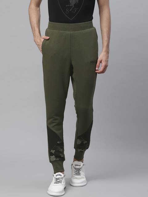 

Puma Men Olive Green Rebel Camo All Over Print Joggers