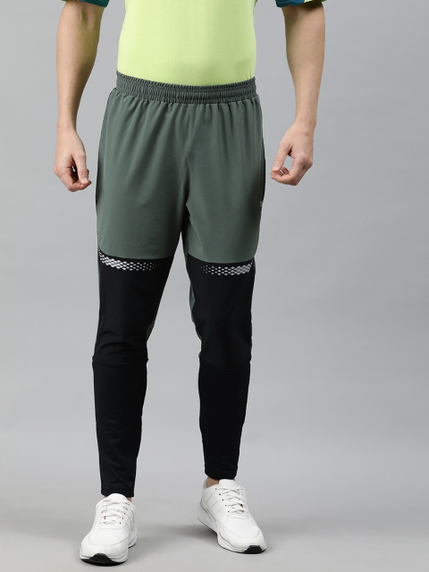 

Puma Men Olive Green & Black Colourblocked Runner ID Tapered Track Pants