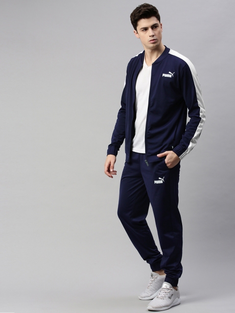 

Puma Men Navy Blue Regular Fit Solid Baseball Tricot Tracksuit