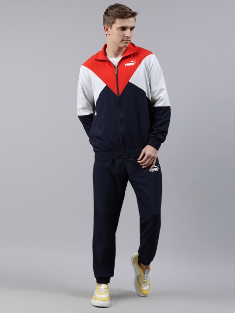 

Puma Men's Navy Blue and Red Colourblocked Tracksuit