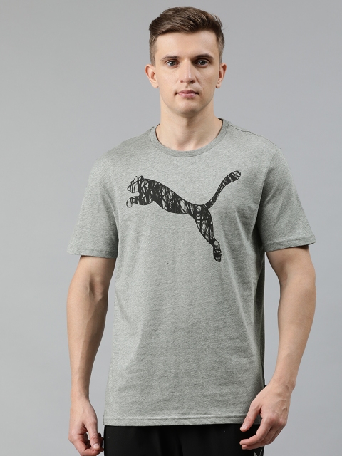 

Puma Men Grey Cat Printed Round Neck Pure Cotton T-shirt