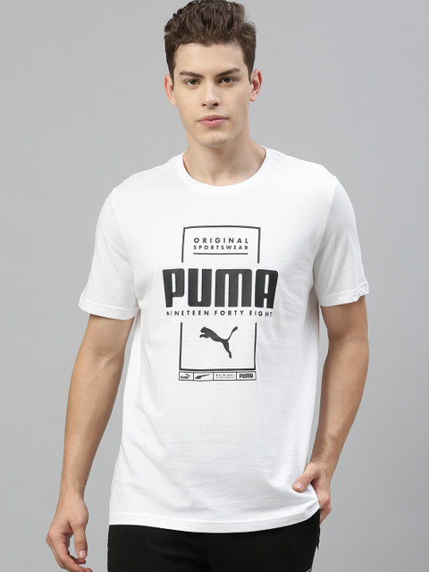 

Puma Men White Printed Round Neck T-shirt