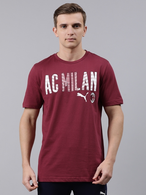 

Puma Men Maroon ACM ftblCore Wording Printed Round Neck Pure Cotton T-shirt