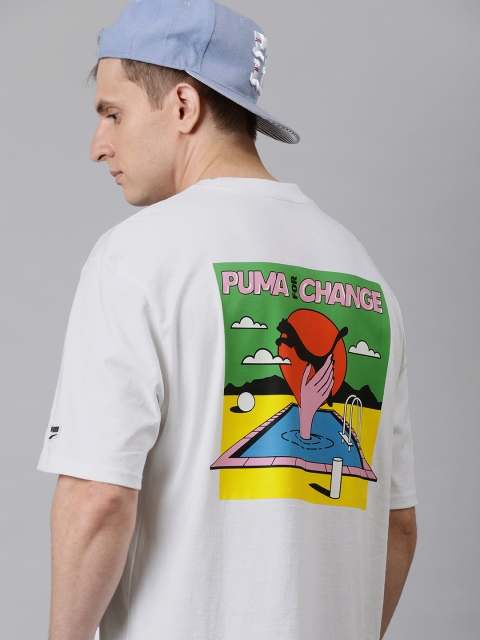 

Puma Men White Printed Round Neck T-shirt