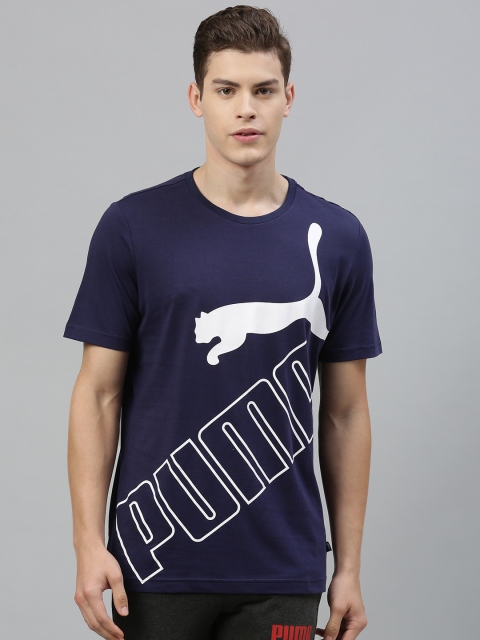 

Puma Men Navy Blue BIG LOGO Printed Round Neck Pure Cotton T-shirt