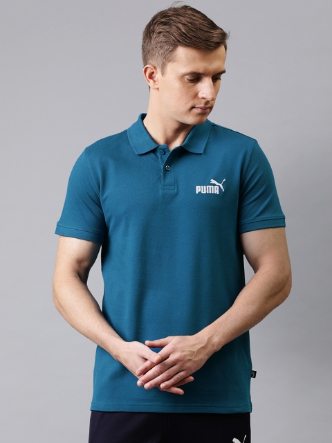 

Puma Men Teal Blue Solid Polo Collar T-shirt