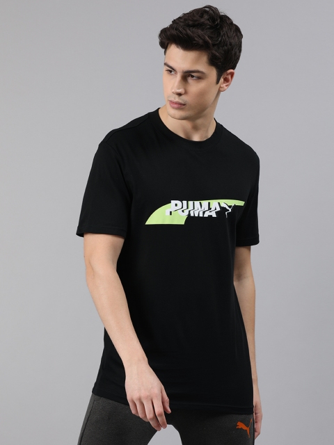 

Puma Men Black Printed Round Neck Avenir Graphic Pure Cotton T-shirt
