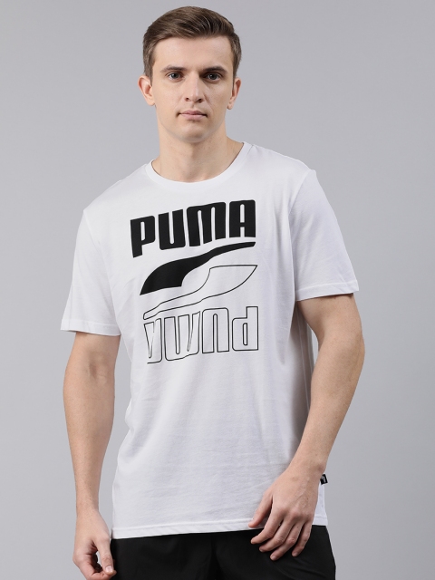 

Puma Men White & Black Printed Round Neck Rebel T-shirt