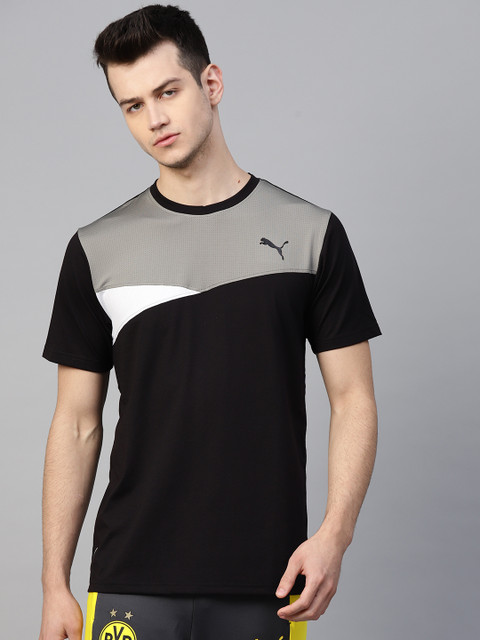 

Puma Men Black & Grey Colourblocked Round Neck Training T-shirt
