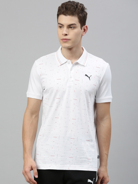 

Puma Men White Printed Polo Collar T-shirt