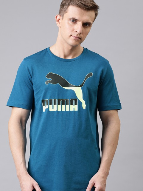 

Puma Men Blue Classics Logo Printed Round Neck Pure Cotton T-shirt