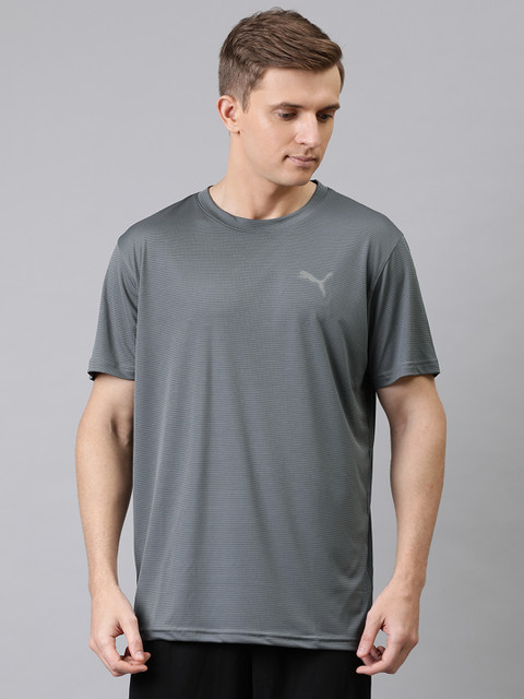 

Puma Men Grey Checked Favorite Blaster Round Neck Running & Training T-shirt