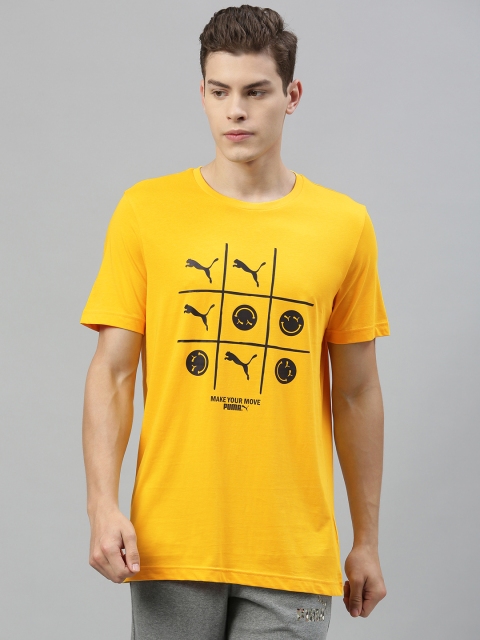 

Puma Men Mustard Yellow Club Graphic Printed Round Neck Pure Cotton T-shirt