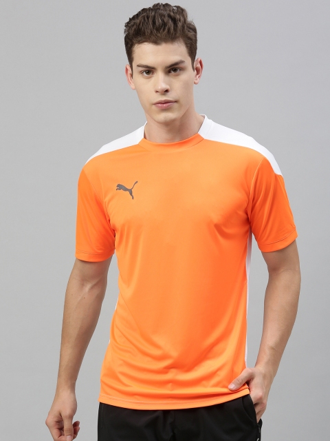 

Puma Men Orange & White Slim Fit Colourblocked ftblNXT dryCELL Round Neck T-shirt