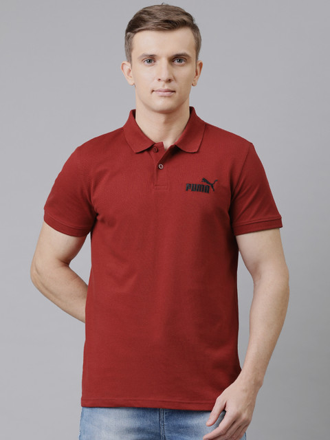 

Puma Men Red Solid Polo Collar T-shirt