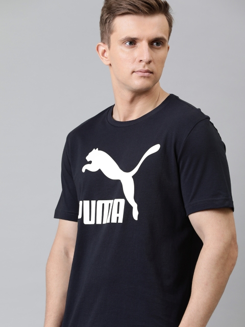 

Puma Men Navy Blue Classics Logo Printed Round Neck Pure Cotton T-shirt