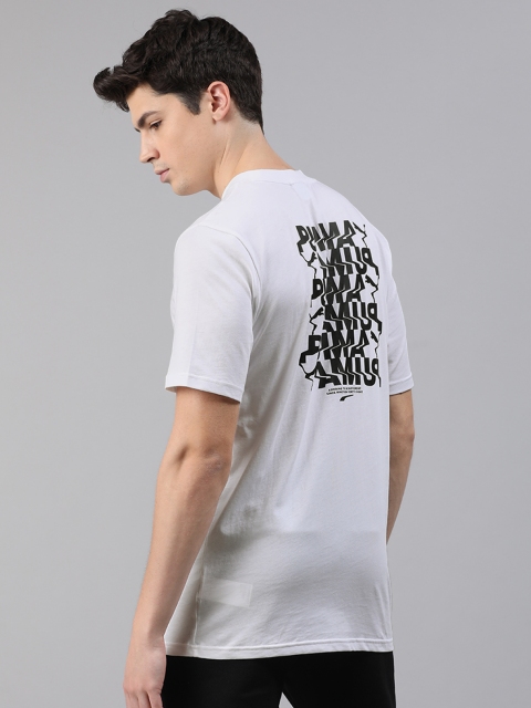 

Puma Men White Black Back Printed Round Neck Avenir GraphicPure Cotton T-shirt