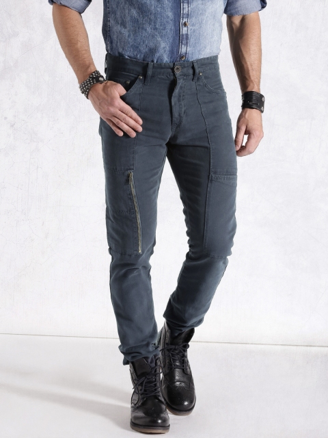 

RDSTR Men Blue Solid Slim Fit Trousers