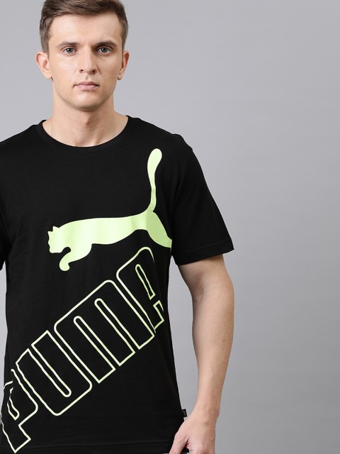 

Puma Men Black Brand Logo Printed Round Neck T-shirt