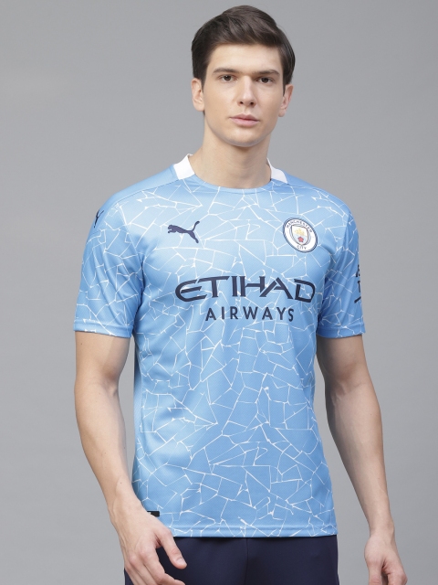 

Puma Men Blue & White MCFC Replica with Sponsor Logo Home T-shirt