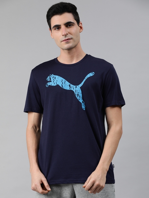 

Puma Men Navy Blue Cat Basic Printed Round Neck Pure Cotton T-shirt
