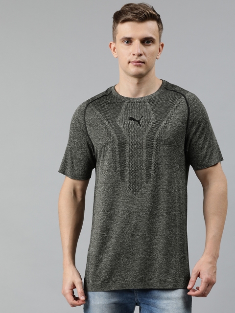 

Puma Men Charcoal Grey Printed Slim Fit Train evoKNIT Round Neck T-shirt