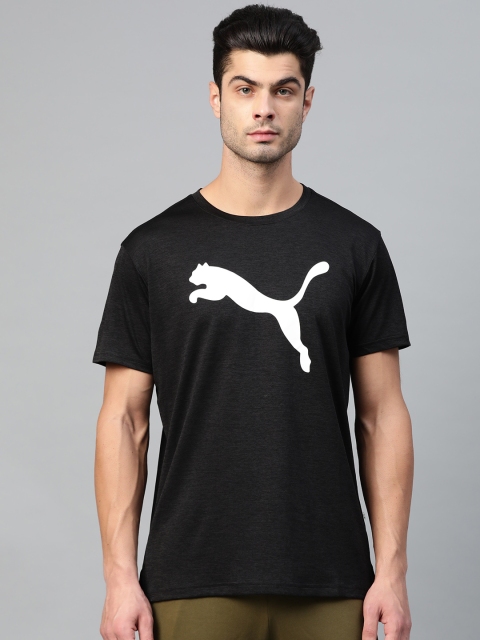 

Puma Men Black & White Heather Cat Loose Fit Printed dryCELL Training T-Shirt
