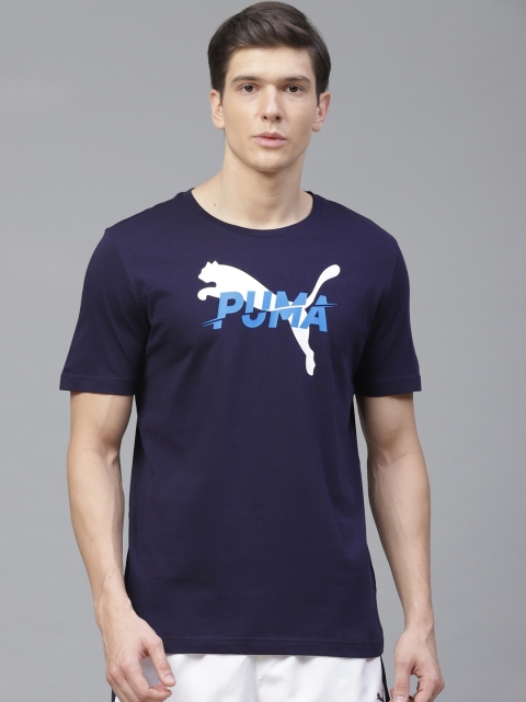 

Puma Men Navy Blue Modern Sports Logo Printed Pure Cotton T-shirt