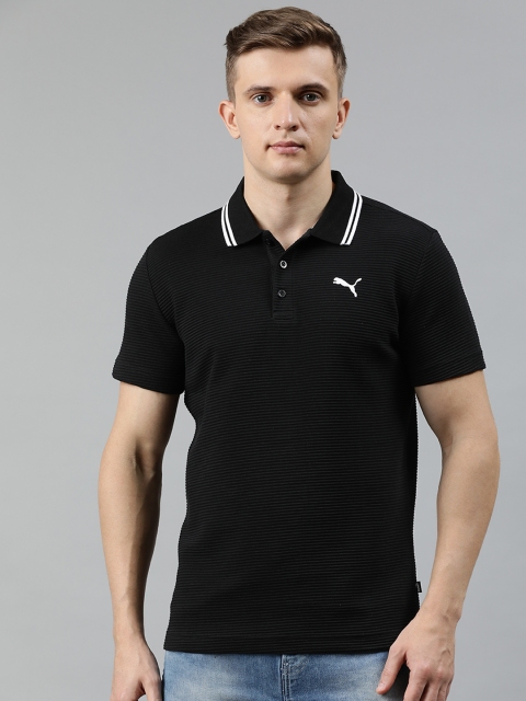 

Puma Men Black Ottoman Printed Polo Collar T-shirt