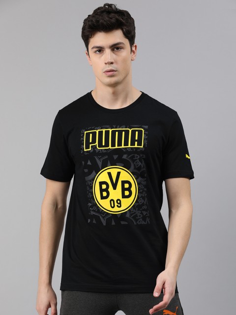 

Puma Men Black Printed Round Neck Core Graphic Pure Cotton T-shirt