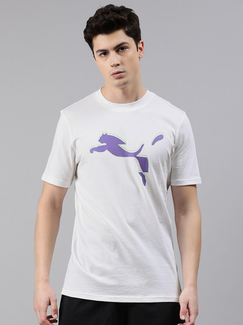 

Puma Men White Printed Round Neck Avenir Graphic Pure Cotton T-shirt