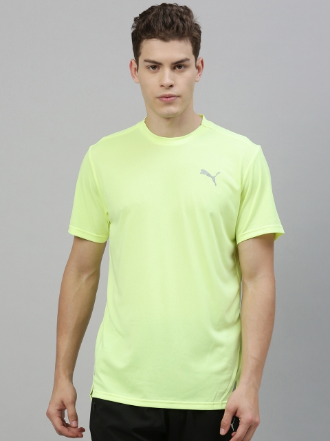 

Puma Men Fluorescent Green Solid Run Laser Cat SS Round Neck dryCELL Running T-shirt