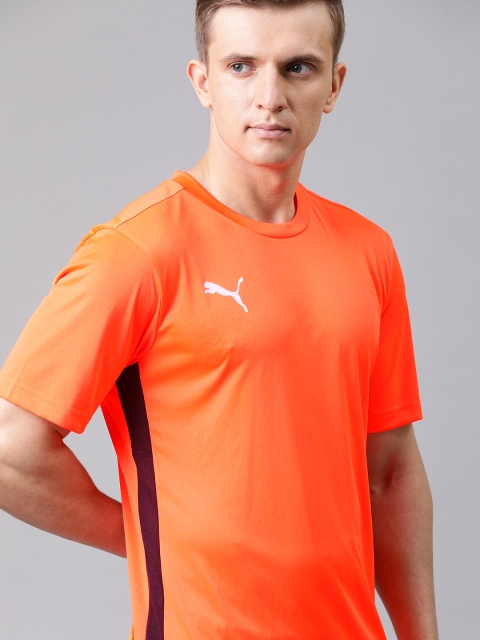 

Puma Men Orange ftblPLAY Solid Round Neck T-shirt with Side Stripes