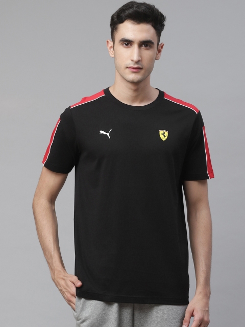 

PUMA Motorsport Men Black Scuderia Ferrari Race T7 Crew Neck Pure Cotton Motorsports T-shirt